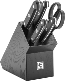 Zwilling Messerblock Gourmet (6tlg), Messerblock mit 4 Messern + 1 Schere, Buche, Sonderschmelze, Schwarz