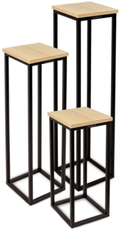 holz4home® Blumenständer Dekoständer MDF Sonoma Eiche mit Metallgestell