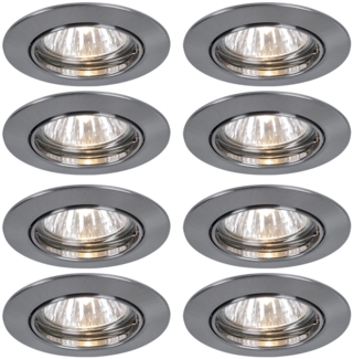 8x LED Einbaustrahler, rund, silber, 8,3 cm, PREMIUM LINE