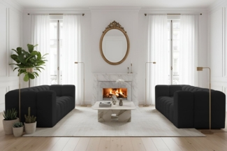 Sofaset Designersofa SOLVIE 4-4 in Stoff Tiffani Schwarz