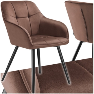 tectake Esszimmerstuhl Marilyn (Set, 1 St), Extra weicher Samtbezug mit elegantem Steppmuster