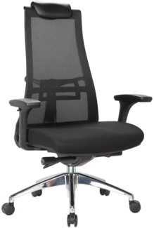 Dmora Stuhl mit Rädern Bascape, Executive-Netzsessel mit Armlehnen, ergonomischer Bürositz, 71x69h110/118 cm, Schwarz