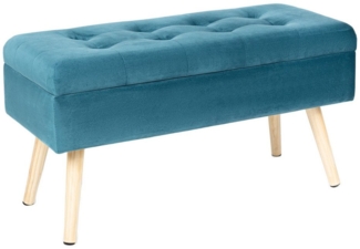 HawthyHome Sitzbank mit Stauraum gepolsterte aus Samt mit Holzbeinen 80×35×40 cm