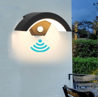 oyajia LED Wandleuchte 18W Halbermond Wandleuchte, Modern LED Wandlampe mit Bewegungssensor, mit Bewegungsmelder, LED fest integriert, Warmweiß, IP65 Wasserdicht Modern Aluminium Wandbeleuchtung Außen