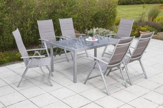 YOURSOL by Merxx Gartenmöbel Set Taviano 6 Personen mit Tisch 150 x 90 cm, verstellbare Gartenstühle