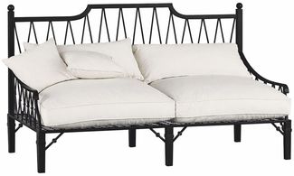 Casa Padrino Luxus Jugendstil Sofa Schwarz / Creme 190 cm - Garten & Hotel Möbel