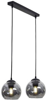 Licht-Erlebnisse Pendelleuchte STAMGUI, ohne Leuchtmittel, Rauchglas Metall E27 H: max. 90 cm Schwarz Rauchgrau 2-flammig Modern