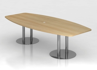 Konferenztisch 280cm Säulenfuß, Eiche / Chrom