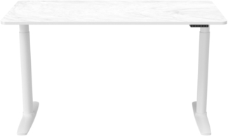 hjh OFFICE Schreibtisch höhenverstellbar, elektrisch 140x70 cm Stand PRO Schreibtisch mit Memory-Funktion, inkl. ergonomischen Modus, Weiß/Marmor