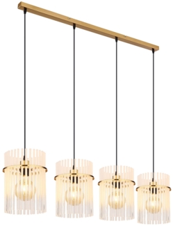 Hängeleuchte, 4 Flammig, Glasstäbe, gold, H 140 cm