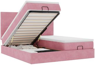 vidaXL Ottoman-Bett mit Matratzen Rosa 160x200 cm Samt 3313753