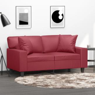 vidaXL 2-Sitzer-Sofa mit Zierkissen Weinrot 120 cm Kunstleder 3200864