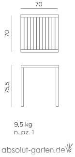 Tisch Cube Kunststoff (tabacco 70 x 70 cm ohne)