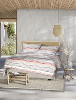 Irisette Wave Mako-Satin Bettwäsche 135x200 Zickzack Streifen rot rosa grau 8610-60