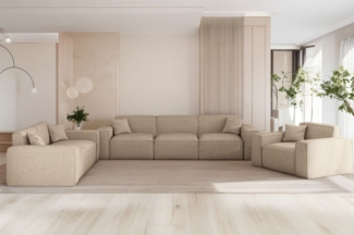 Sofaset Designersofa CELES PREMIUM 3-2-1 in Stoff Artico Beige