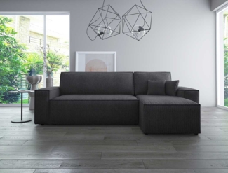 Luxusbetten24 Ecksofa Lazy, 244 cm breit, Cordstoff mit Schlaffunktion und Stauraum