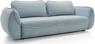 Selsey 'Cutie' Sofa 3-Sitzer mit Schlaffunktion & Stauraum, Easy-Clean Velours, blau