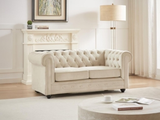 Vente-unique - Sofa 2-Sitzer - Samt - Beige - CHESTERFIELD