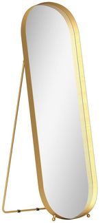 HOMCOM Standspiegel rechteckiger Ganzkörperspiegel mit abgerundeten Ecken (für Schlafzimmer, Wohnzimmer, 1-St, zum Aufstellen auf dem Boden oder an die Wand), 40 x 6 x 160 cm, Gold