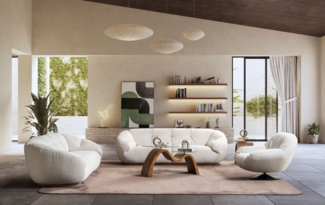 Sitzgruppe/Sofa Set - Wohnzimmergarnitur "Hawthorn" 3+3+1-white