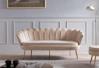 Muschelsofa 3-Sitzer SALESFEVER, Samtoptik Beige