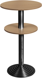 Bisley Stehtisch, rund, 2 Platten, Stahlsäule D 80 mm, Aluminium-Gussfuß D 450 mm, pulverbeschichtet, Farbe: 333 schwarz; Tischplatte 38 mm, melaminharzbeschichtet, hochabriebsfest, Dekor: BC buche; Maße: H 740 x D 600 mm
