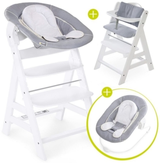 Hauck Hochstuhl Hauck Alpha Plus White Newborn Set (Set, 4 St), Holz Babystuhl ab Geburt inkl. Aufsatz für Neugeborene & Sitzauflage