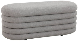 SVITA BLOSSOM XL Hocker mit Stauraum Sitzhocker Ottomane Boucle-Bezug Hellgrau