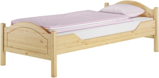 Massivholz Bett 100x200 Kieferbett Einzelbett Gästebett Futonbett Zubehör wählbar V-60.30-10Rollrost und Matratze inkl.