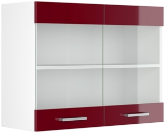 Vicco Küchenglasschrank Rot Hochglanz 80 cm, R-Line