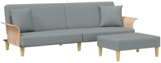 vidaXL Schlafsofa 2-Sitzer mit Kissen und Fußhocker Hellgrau Samt 3216215