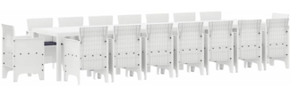 vidaXL Garten Essgruppe mit Kissen 17 pcs Weiß Poly-Rattan 3378665