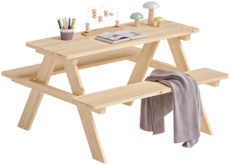 Bellabino 'Inny' Kindersitzgarnitur, Kiefer massiv, natur unbehandelt, 50x83x89 cm, für 4 Personen