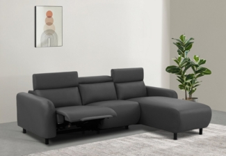 Home affaire Ecksofa SKAANE Lederoptik, L-Form, 274 cm, manuelle u. elektrische Funktion, rundes Design, Kopfteilverstellung, Federkernpolsterung