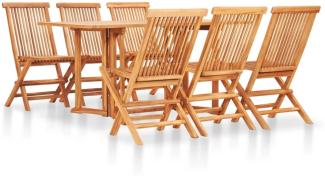 vidaXL 7-tlg. Garten-Essgruppe Klappbar Massivholz Teak 49001