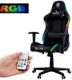 ELITE Gaming Gaming-Stuhl Ergonomischer Bürostuhl Destiny inkl. Rücken- & Nackenkissen (Racingstuhl Drehstuhl mit 2D-Armstützen, verriegelbare Wippmechanik, mechanische Härtegradeinstellung, verstellbare Sitzhöhe, 90° klappbare Rückenlehne, Sicherheits...