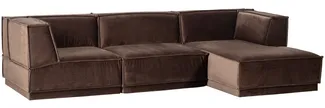 Ecksofa Chaiselongue Manu - Samt Braun, Rechts