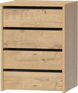 MUEBLES PITARCH Kommode mit 4 Schubladen, Kommode für Schlafzimmer, Büro, Innenschrank, Cambrian-Eiche, 63,5 x 46 x 45 cm (H x B x T)