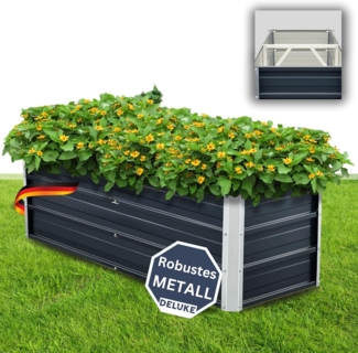 DELUKE® Hochbeet Metall JUPP - Verzinkter Stahl Wetterfest Hochbeet für Garten Hochbeet-Kit Bausatz Pflanzenbeet Blumenbeet Gartenbeet Kräuterbeet für Garten Gemüsebeet Anthrazit 125x47x40cm