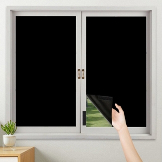 Jibenhome Verdunkelungsvorhang Fenster Verdunkelung 100% lichtundurchlässig, Schwarz Sonnenschutz, Dachfenster Reise Verdunklungsrollo, Extra groß mit Magic Tape