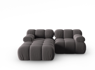 Micadoni Modulares Ecksofa Bellis 3-Sitzer Links Samtstoff Dunkelgrau