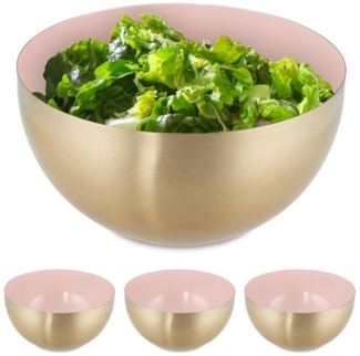 4 x Salatschüssel Edelstahl rosa/gold