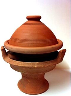 Marrakesch Orient & Mediterran Interior Dampfgartopf Marokkanische Tajine Tuareg - 25cm, inkl Stövchen, Lehm (1-tlg), Handarbeit