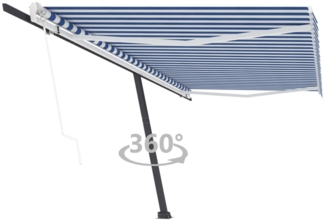vidaXL Standmarkise Automatisch 500x350 cm Blau/Weiß 3069866