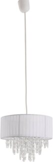 näve Pendelleuchte Kristallo, Leuchtmittel wechselbar, ohne Leuchtmittel, incl. Pendel: weiß - 80cm, Material: Metall/Kunststoff/Textil, weiß