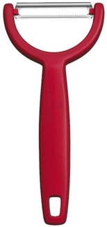 Victorinox Sparschäler "Ypso", Schäler für Gemüse, Obst, Zackenschliff, Zweischneidig, Extra Scharf, Swiss Made, rot