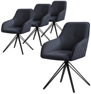 ML-DESIGN Polsterstuhl Esszimmerstuhl aus Textil Webstoff mit Metallbeine 360° drehbar (4 St), Stuhl mit Rücken-& Armlehne Schwarz Küchenstuhl Wohnzimmerstuhl