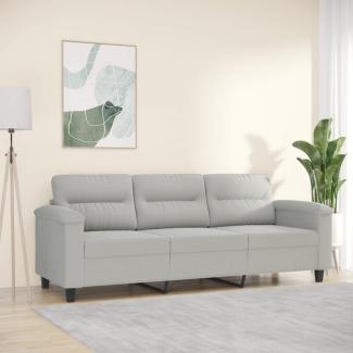 vidaXL 3-Sitzer-Sofa Hellgrau 180 cm Mikrofasergewebe 359568