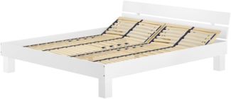 Weißes Doppelbett Massivholz Buche 180x200 Zubehör wählbar V-60.86-18WFederholzrahmen inkl.