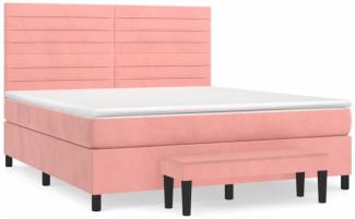 vidaXL Boxspringbett mit Matratze Rosa 160x200 cm Samt 3137916